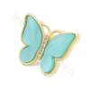 Imitation Shell Stud Earrings With Brass（ Gold-Plated ）Findings Butterfly Size 16×20mm pin 0.7mm 2Pairs/Pack