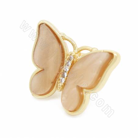 Имитация Shell Stud Earrings С Латунью（ Позолоченные ） Находки Бабочка Размер 16×20 мм штифт 0.7 мм 2Pairs/Pack