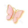 Imitation Shell Stud Earrings With Brass（ Gold-Plated ）Findings Butterfly Size 16×20mm pin 0.7mm 2Pairs/Pack
