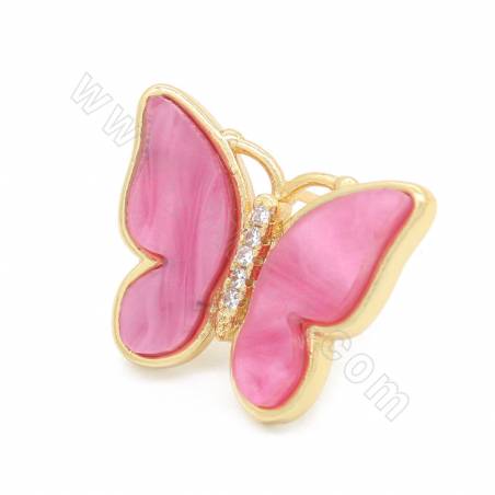 Boucles d'oreilles en imitation de coquillage avec laiton（ plaqué or ）Findings papillon Taille 16×20mm pin 0.7mm 2Paires/Pack