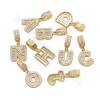 Brass Gold-Plated Micro Pave Cubic Zirconia Pendant Letters A-Z Size 16×17mm  Hole 11×9mm 2pcs/Pack