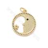 Brass  Gold-Plated Micro Pave Cubic Zirconia Pendant Diameter  17.5mm Hole 4mm 6pcs/Pack