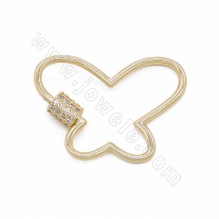 Brass Micro Pave Cubic Zirconia Charms Butterfly Size 24×33mm Gold/White Gold/Rose Gold/Gun Black Plated×4 pcs