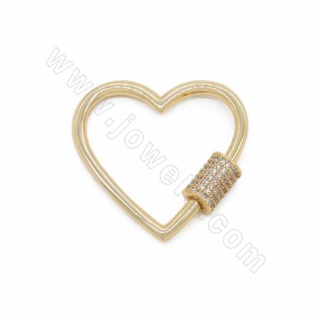Ottone Micro Pave Cubic Zirconia Charms Cuore Dimensioni 28×29 mm Oro / Oro bianco / Oro rosa / Nero Gun placcato ×2pcs
