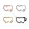 Brass Micro Pave Cubic Zirconia Charms  Heart Size 18×28mm Gold/White Gold/Rose Gold/Gun Black Plated × 2pcs