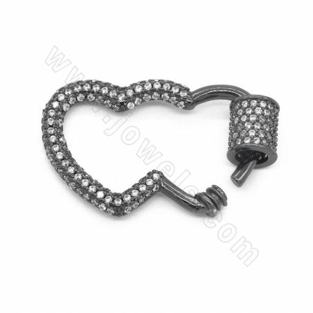 Laiton Micro Pave Cubic Zirconia Charms Heart Size 18×28mm plaqué or/or blanc/or rose/noir canon × 2pcs