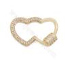 Brass Micro Pave Cubic Zirconia Charms  Heart Size 18×28mm Gold/White Gold/Rose Gold/Gun Black Plated × 2pcs