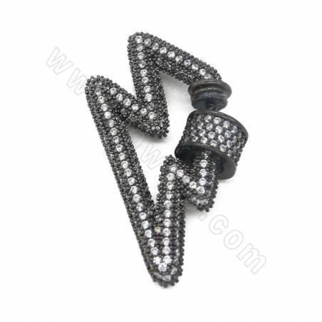 Brass Micro Pave Cubic Zirconia Charms Size 18×33mm Gold/White Gold/Rose Gold/Gun Black Plated×1Piece