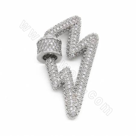 Laiton Micro Pave Cubic Zirconia Charms Taille 18×33mm plaqué or/or blanc/or rose/noir canon×1Pièce