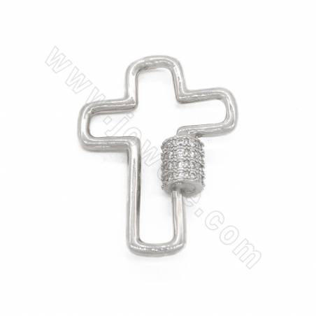 Brass Micro Pave Cubic Zirconia Charms Cross Size  21×28mm Gold/White Gold/Rose Gold/Gun Black Plated ×4pcs