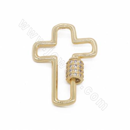 Messing Micro Pave Zirkonia Charms Kreuz Größe 21 × 28mm Gold / Weißgold / Roségold / Pistole schwarz plattiert × 4St