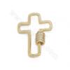 銅製品 串飾（鑲鋯石）十字架 尺寸21×28mm 4個/包（銅鍍金色 白金 玫瑰金 槍黑色）