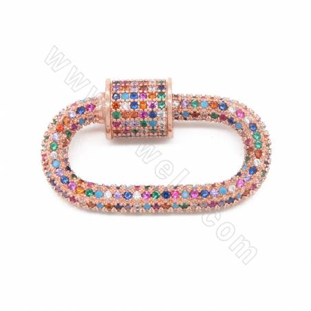 Brass  Micro Pave Cubic Zirconia Charms Rectangle Size 16×28mm Gold Gold/White Gold/Rose Gold Plated ×1Piece