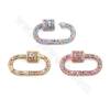 Brass  Micro Pave Cubic Zirconia Charms Rectangle Size 16×28mm Gold Gold/White Gold/Rose Gold Plated ×1Piece
