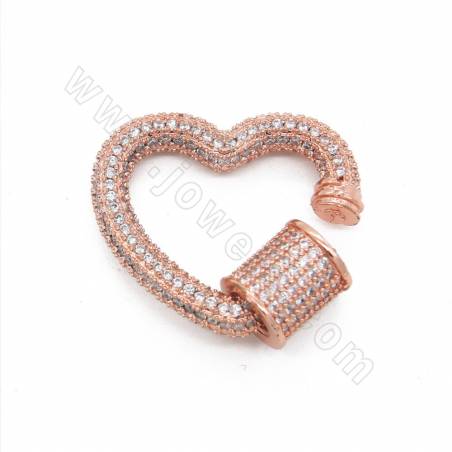 Laiton Micro Pave Cubic Zirconia Charms Heart Size 21×23mm plaqué or/or blanc/or rose/noir canon ×1Pièce