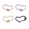 Brass Micro Pave Cubic Zirconia Charms Heart Size 19×30mm Gold/White Gold/Rose Gold/Gun Black Plated × 4pcs
