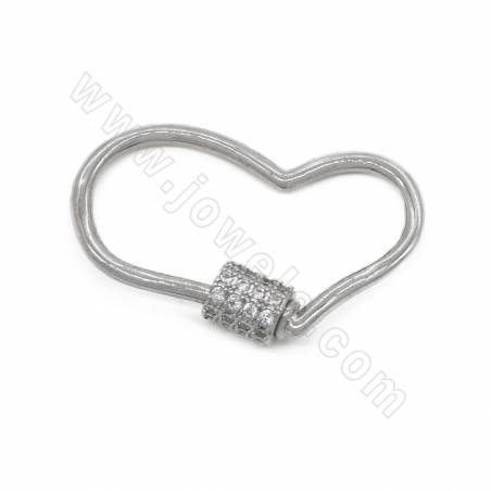 Brass Micro Pave Cubic Zirconia Charms Heart Size 19×30mm Gold/White Gold/Rose Gold/Gun Black Plated × 4pcs