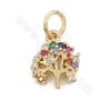 Brass Tree Pendant Charms Micro Pave Cubic Zirconia Size 8×10mm Hole 4mm 10pcs/Pack