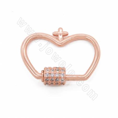 Laiton Micro Pave Cubic Zirconia Charms Heart Size 19×24mm plaqué or/or blanc/or rose/noir canon × 4pcs