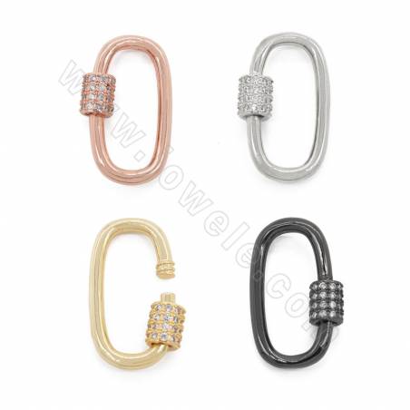 Brass Micro Pave Cubic Zirconia Charms Rectangle Size15×24mm Gold/White Gold/Rose Gold/Gun Black Plated ×4pcs