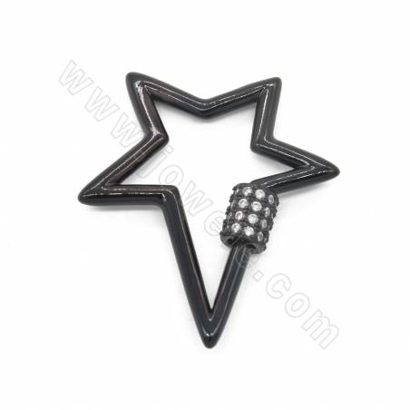 Ottone Micro Pave Cubic Zirconia Charms Star Dimensioni 30×35mm Oro / Oro bianco / Oro rosa / Nero Gun placcato × 4pcs