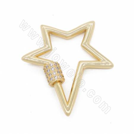 Messing Micro Pave Zirkonia Charms Sterngröße 30 × 35mm Gold / Weißgold / Roségold / Pistole schwarz plattiert × 4St