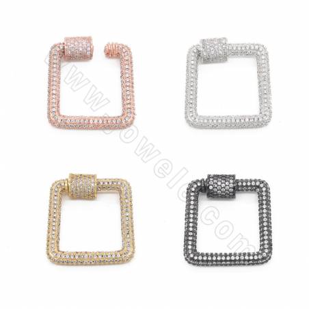 Brass Micro Pave Cubic Zirconia Charms Square Size 22×23mm Gold/White Gold/Rose Gold/Gun Black Plated ×1piece
