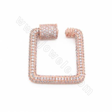 Ottone Micro Pave Cubic Zirconia Charms Piazza dimensioni 22 × 23 mm Oro / Oro bianco / Oro rosa / Nero Gun placcato × 1 pezzo