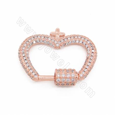 Laiton Micro Pave Cubic Zirconia Charms Heart Size 19×25mm plaqué or/or blanc/or rose/noir canon ×2pcs