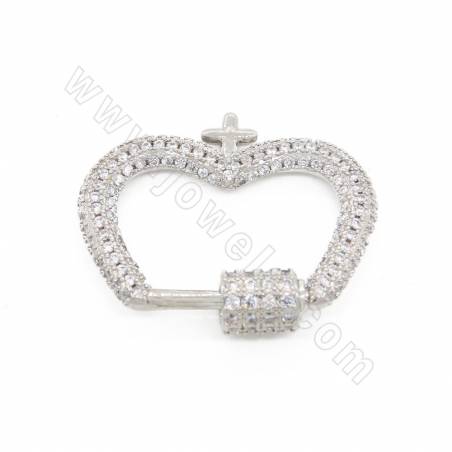 Laiton Micro Pave Cubic Zirconia Charms Heart Size 19×25mm plaqué or/or blanc/or rose/noir canon ×2pcs
