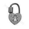Brass Micro Pave Cubic Zirconia Screw Charms Lock Size 16×27mm Gold/White Gold/Rose Gold/Gun Black Plated×2pcs