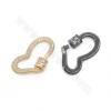 Brass Micro Pave Cubic Zirconia Screw Charms Heart 18×31mm Gold/White Gold/Rose Gold/Gun Black Plated ×2pc