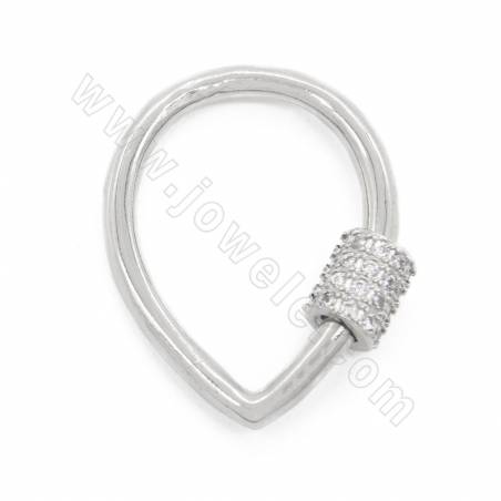 Laiton Micro Pave Cubic Zirconia Vis Charms Teardrop Taille 20×25mm plaqué or/or blanc/or rose/noir canon×4pc
