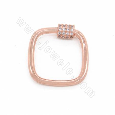 Brass Micro Pave Cubic Zirconia Screw Charms Square Size 23×24mm Gold/White Gold/Rose Gold/Gun Black Plated×4pcs
