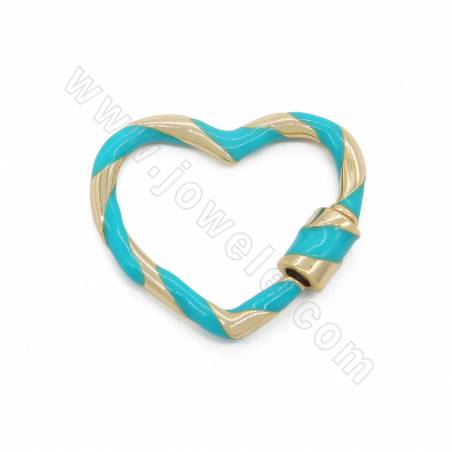 Brass Screw Charms Heart Size  22×25mm 4pcs/Pack