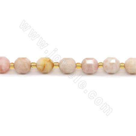 Collier de perles en pierre de soleil naturelle Taille à facettes 7x8mm Trou1.2mm Environ 39 perles/collier
