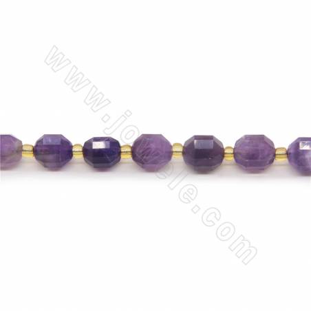 Natural Amethyst Beads Strand Faceted Prismatic Size 7x8 mm Hole 1.2mm About 39 Beads/Strand
