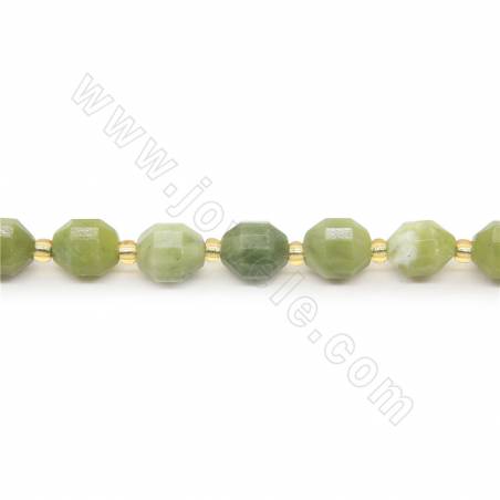 Natürliche grüne Jade Perlen Strang Facettierte Größe 7x8mm Loch 1,2mm Ca. 39 Perlen / Strang