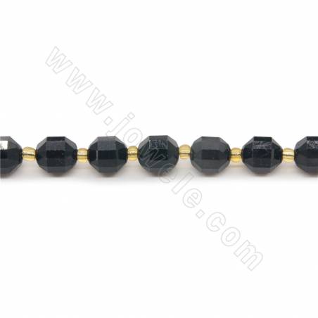 Natural Black Tourmaline Beads Strand Faceted Prismatic Size 7x8mm Hole 1.2mm About 39 Beads/Starnd