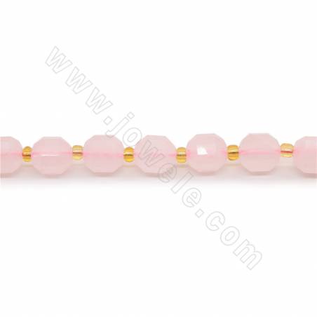 Natural Rose Quartz Beads Strand Faceted Prismatic Size 7x8mm Hole 1.2mm About 39 Beads/Strand