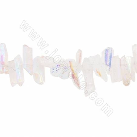 Perles Cristal de roche galvanoplastie sur fil  Taille 5x21-5x38mm trou 1mm  15~16“/fil