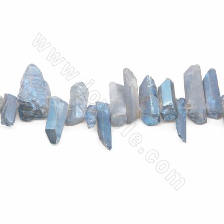 Perline di cristallo di rocca placcato filo irregolare 6x18 ~ 9x32 mm foro 0,8 mm lunghezza 39 ~ 40 cm / filo
