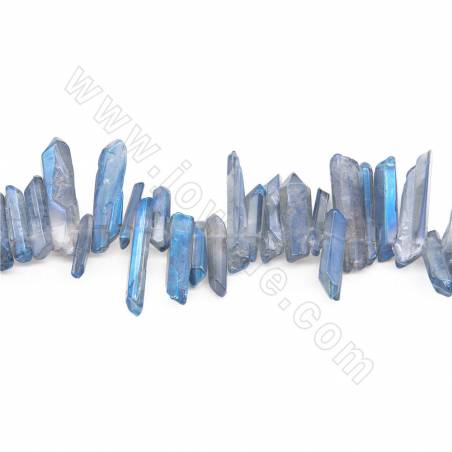 電鍍白水晶串珠 菱柱 尺寸5x15~5x35毫米 孔徑0.8毫米 長度約39~40釐米/條