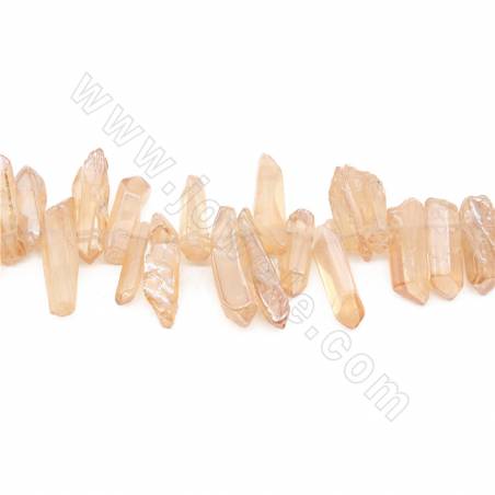 Perles Cristal de roche galvanoplastie sur fil Taille 6x20-6x30mm trou 1mm 15~16“/fil