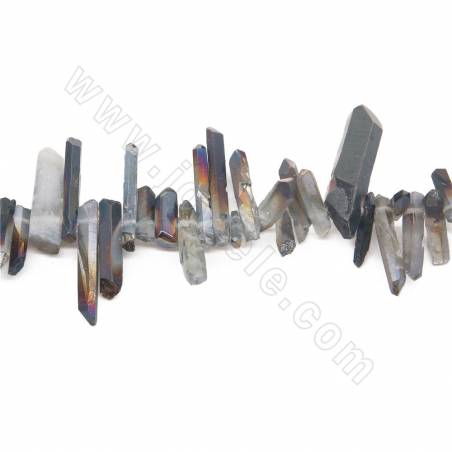 Electroplated Rock Crystal Beads Strand Size 6x21~6x24mm Hole 0.8mm  Length 39~40cm/Strand