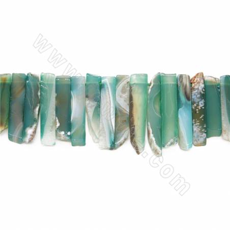 Natural Green Agate Beads Strand Irregular Size 6x32-6x52mm  Hole 1.5mm  Length 39~40cm/Strand