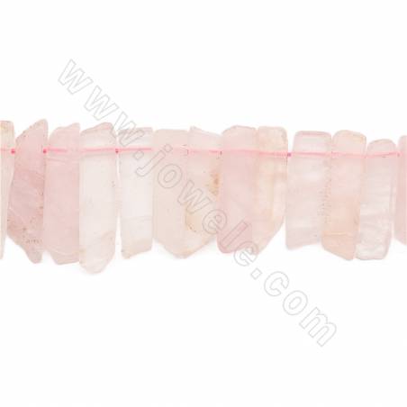 Perline di quarzo rosa naturale filo Dimensione irregolare 7x24-7x50mm Foro 2mm Lunghezza 39~40cm/filo