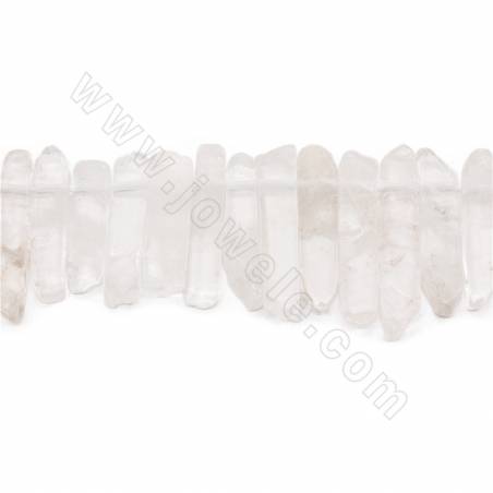 白水晶串珠 不規則 尺寸7x24-7x50毫米 孔徑2毫米 長度39-40厘米/條
