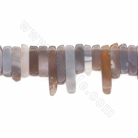 Perles d'Agate gris sur fil Taille 8x27-8x57mm trou 2mm 15~16"/fil