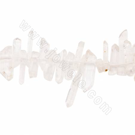 白水晶串珠 不規則 尺寸5x20-5x46毫米 孔徑0.8毫米 長度39-40厘米/條